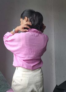 Flemingo Pink Oversized Button-Up Shirt