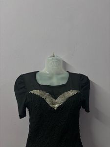 Chic Black Embellished Top