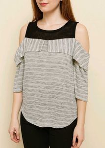 Cold Shoulder Striped Top