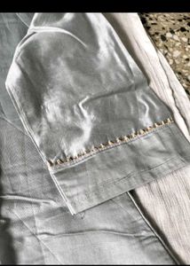 Elegant Grey Kurta Set with Intricate Embroidery