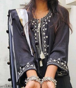 Black hand  Embroidered Kurta Set