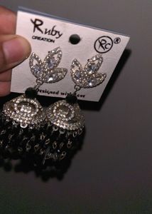 Ruby Creation Black Jhumka Earrings