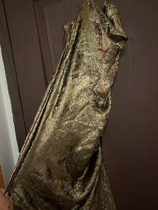 Metallic Gold Ruched One-Shoulder Dress