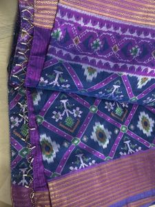 Exquisite Blue Ikat Silk Saree