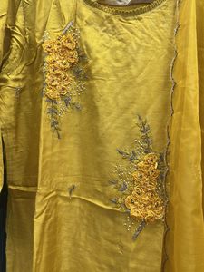 Yellow Embroidered Kurta Set with Dupatta