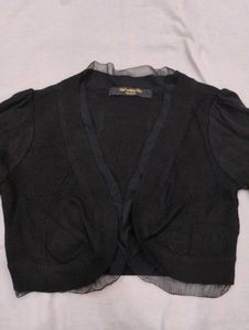 Chic Black Sheer Sleeve Bolero (crop shrug)