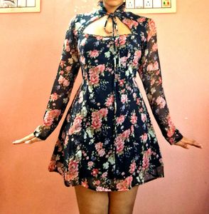 Floral Print Keyhole Dress