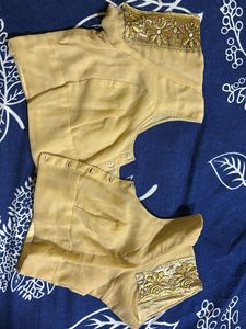 Designer Blue Saree with Golden Border