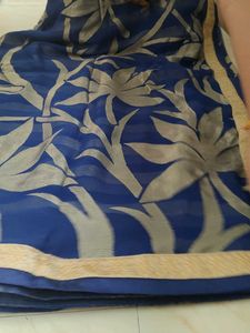 Elegant Blue Floral Saree