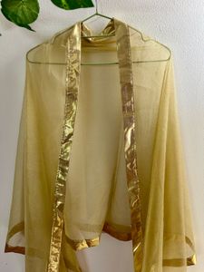 Golden Zari Dupatta with Metallic Border