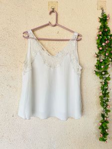 White Lace Trim Camisole Top