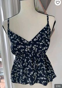 Navy Floral Print Cami Top