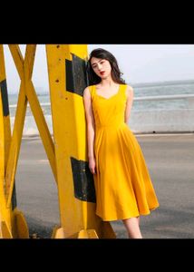 Vibrant Yellow Fit &amp; Flare Dress