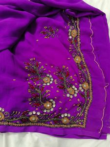 Vibrant Purple Embroidered Saree