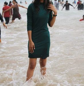 Ribbed Turtleneck Long Sleeve Dress