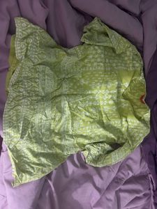 Lime Green Kurta with White Print