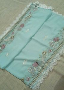 Elegant Embroidered Suit with Aqua Dupatta
