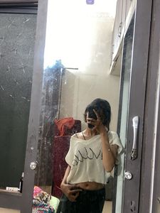 Cream Knit Cropped Top