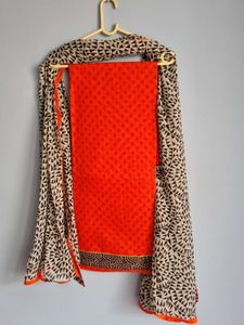 Orange Kurta Dress Material Set