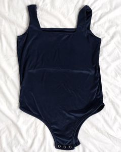 Navy Blue Velvet Bodysuit