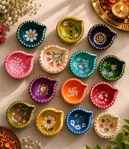 Hand-Painted Designer Clay Diyas 🪔