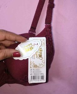 Burgundy Lace Trim Padded Bra