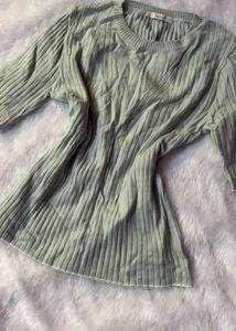 Mint Green Ribbed Knit Top