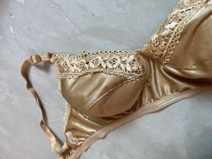 Satin Lace Trim Bra