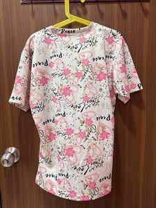 Cute Pink Floral Print Pajama Set