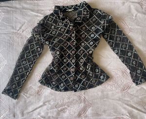 Sheer Floral Button-Down Top