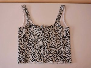 Animal Print Lace-Up Corset Top