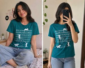 Teal graphic T-shirt in Size S