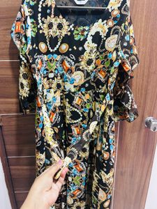 Elegant Black Printed Maxi Dress