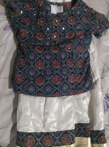 Beautiful Ethnic Golden tissue skirt with Blouse