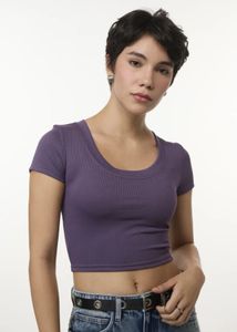 Newme Purple Cropped Fitted Top