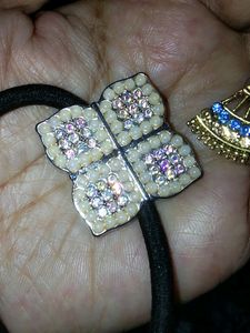 Flower Hair Bow And Pin , Earrings Combo