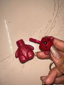 Cute Red Teddy Bear Keychain lipstick 💄