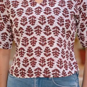 White and maroon ethnic top