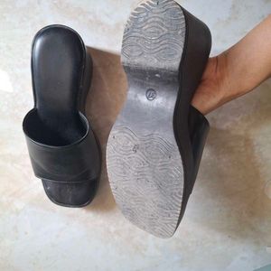Chunky Black Platform Mules