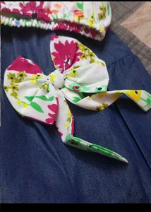 4-6 year Cute Floral Top &amp; Denim Skirt Set