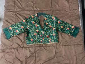 Embroidered Green Ethnic Blouse
