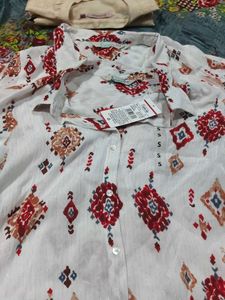 Ethnic Print Kurta blue and white comb