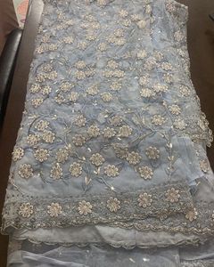 Sky Blue Net Designer Saree