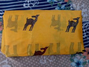 Vibrant Yellow Deer Print Fabric