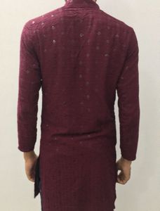 Maroon Embroidered Kurta