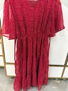 Red Polka Dot Midi Dress