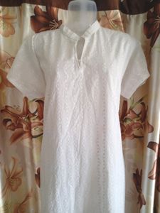 Chikankari White Long Kurti