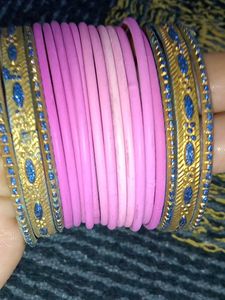 Elegant Pink & Gold Bangles