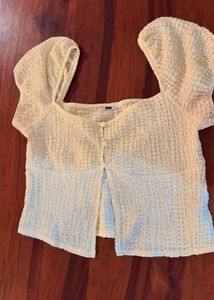 cottagecore pale yellow h&amp;m top