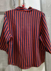 Striped V-Neck 3/4 Sleeve Blouse